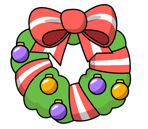 Cartoon Christmas wreath