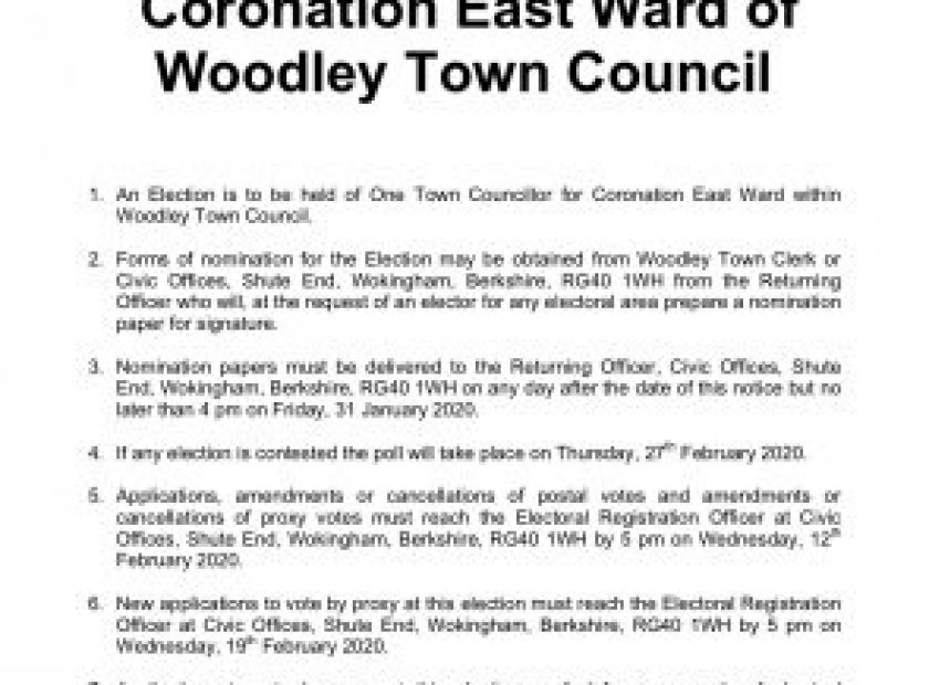 notice of election Woodley town council