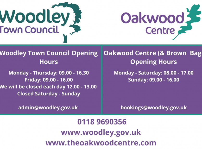 Woodley Town Council Oakwood Centre opening hours