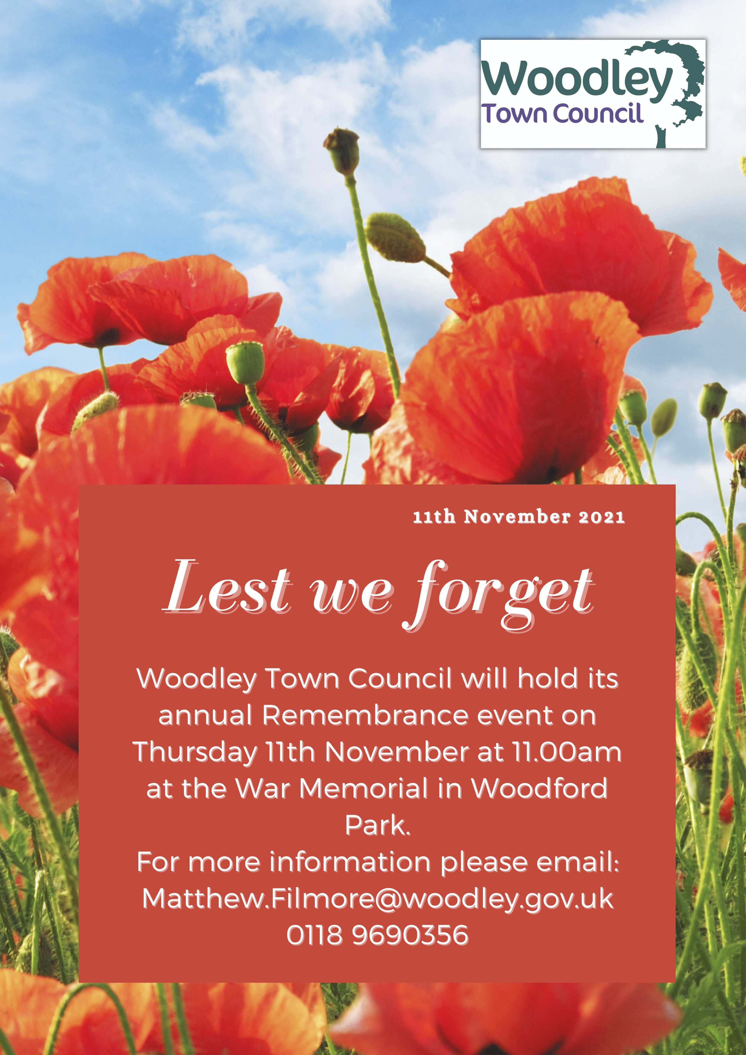 Remembrance Day event 11 November 2021 woodley Woodford Park