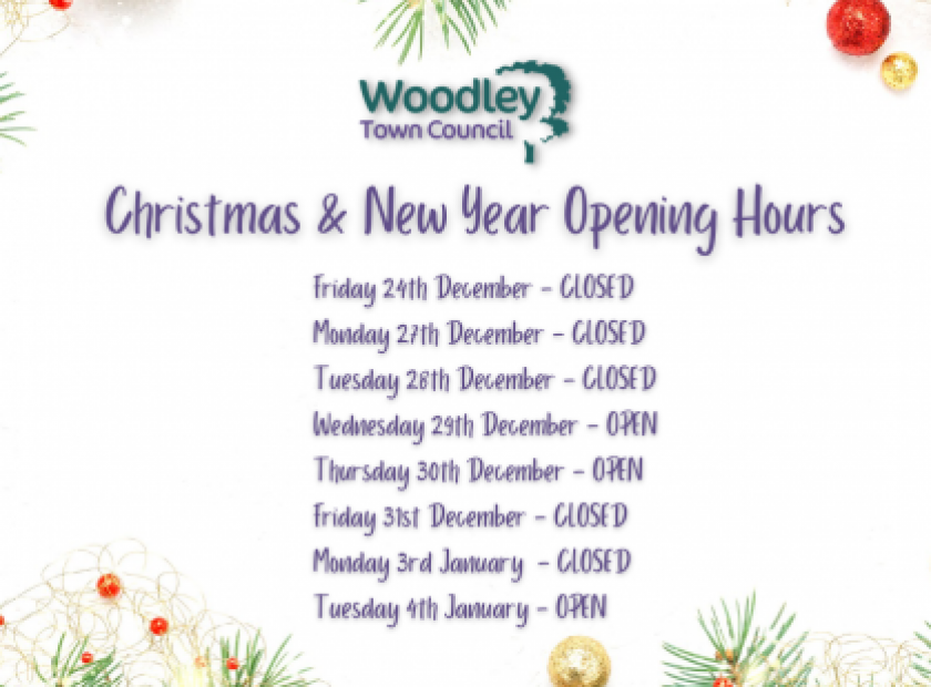 Christmas hours Woodley Town Council