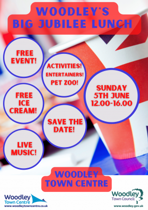 Woodley's big jubilee lunch poster