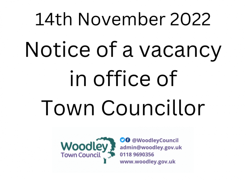 notice of a vacancy in office of Town Councillor