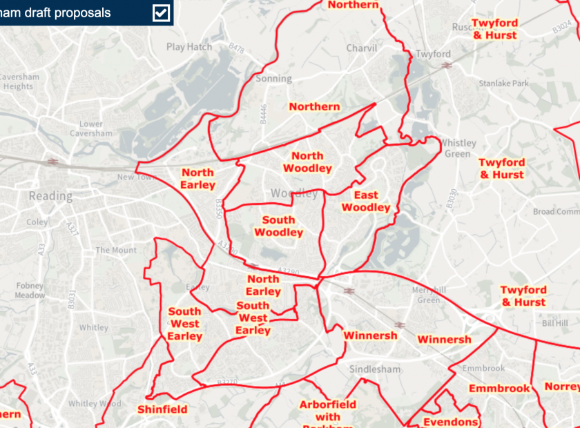 Proposed ward boundaries in Wokingham Borough