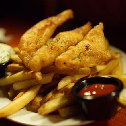A plate of fish and chips from Brown Bag