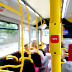 Passenger stop button on a bus