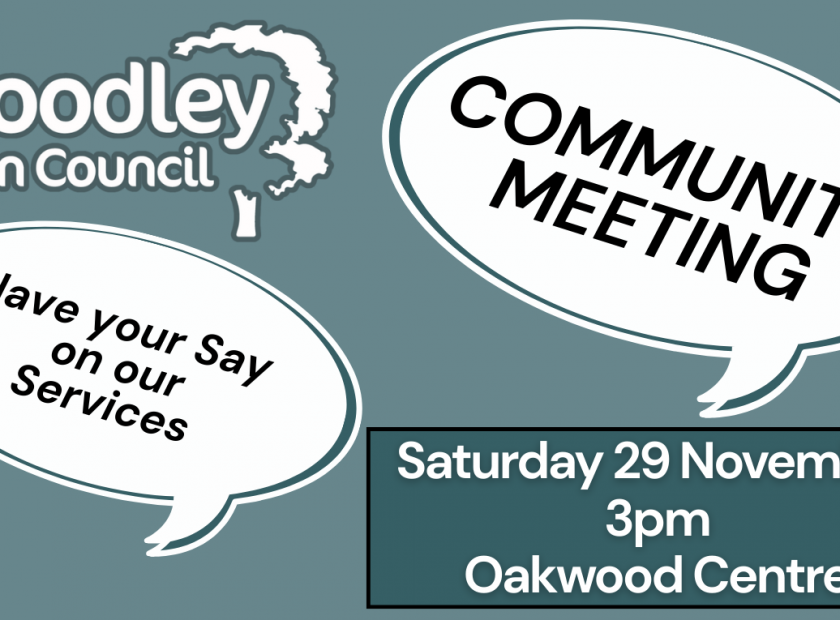 Communmity Meeting being held on Saturday 29th November at 3pm at the Oakwood Centre